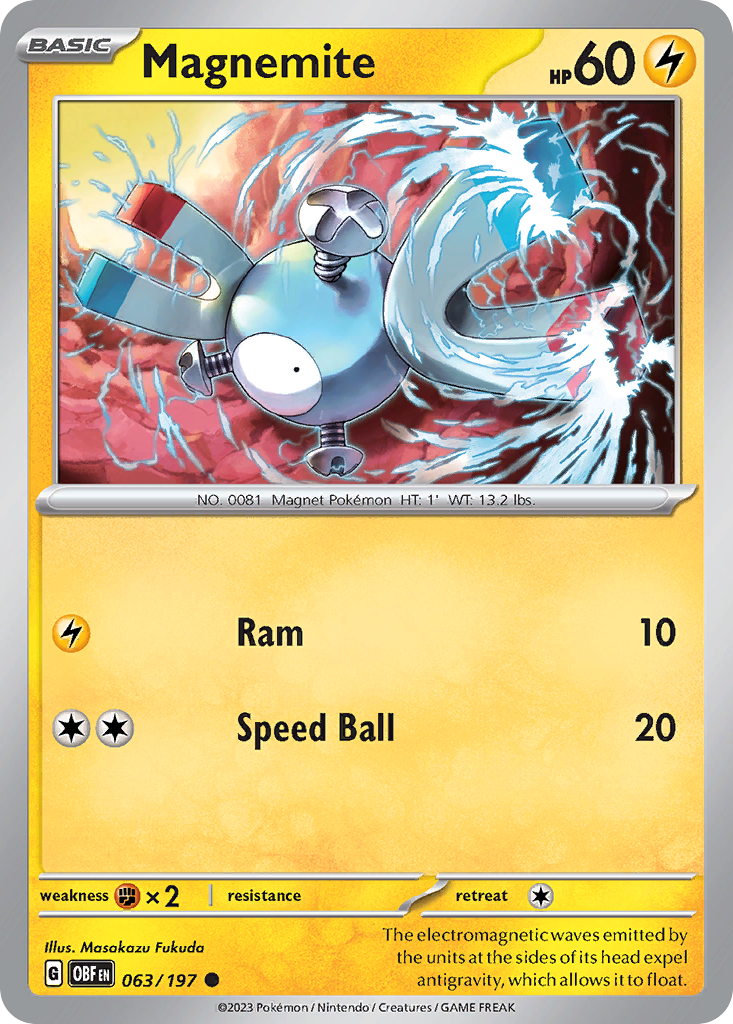 Magnemite 63/197 Common | Obsidian Flames | Pokemon Card