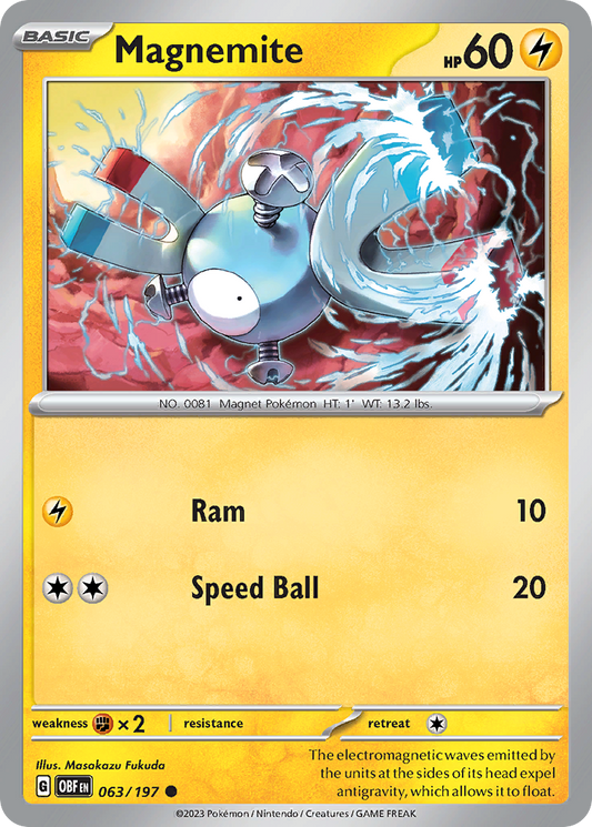 Magnemite 63/197 Common | Obsidian Flames | Pokemon Card