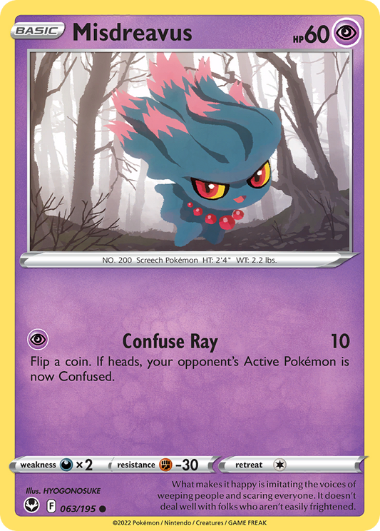 Misdreavus 63/195 Common | Silver Tempest | Pokemon Card