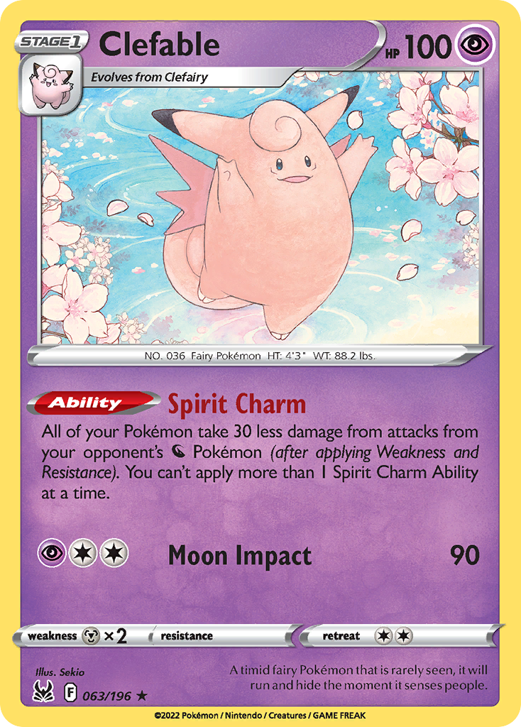 Clefable 63/196 Rare | Lost Origin | Pokemon Card