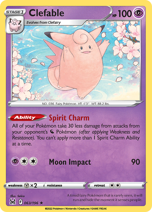 Clefable 63/196 Rare | Lost Origin | Pokemon Card