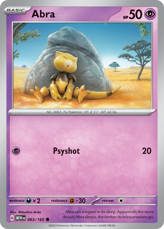 Abra 63/165 Common | 151 | Pokemon Card