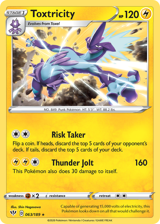 Toxtricity 63/189 Rare Holo | Darkness Ablaze | Pokemon Card