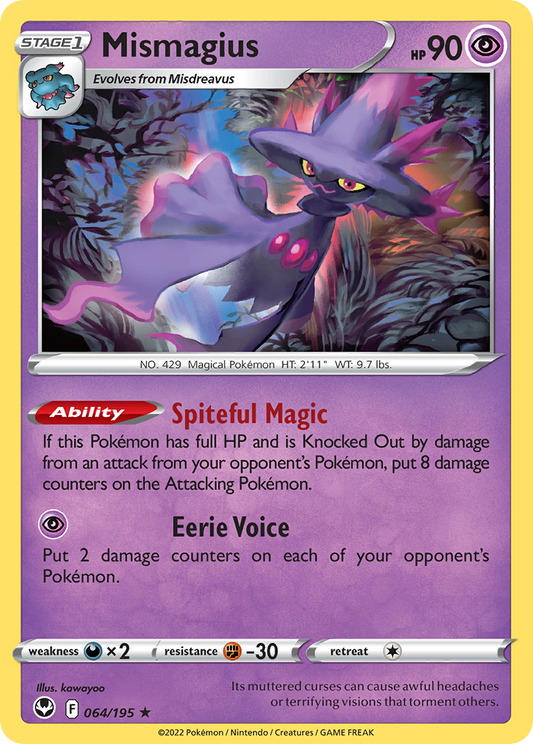 Mismagius 64/195 Rare | Silver Tempest | Pokemon Card