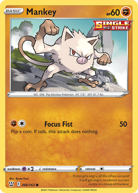 Mankey 66/163 Common | Battle Styles | Pokemon Card