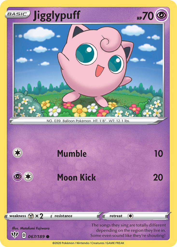 Jigglypuff 67/189 Common | Darkness Ablaze | Pokemon Card