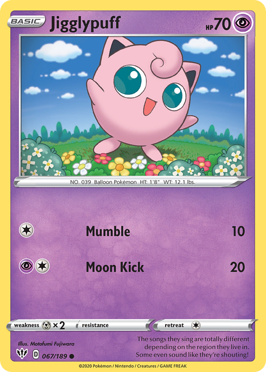 Jigglypuff 67/189 Common | Darkness Ablaze | Pokemon Card