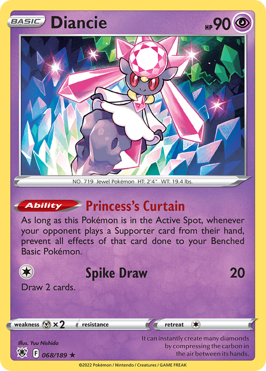 Diancie 68/189 Rare Holo | Astral Radiance | Pokemon Card