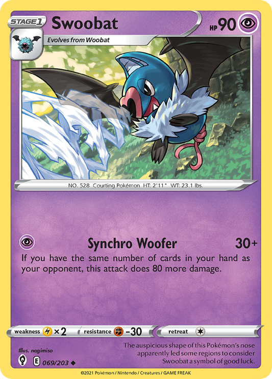 Swoobat 69/203 Uncommon | Evolving Skies | Pokemon Card