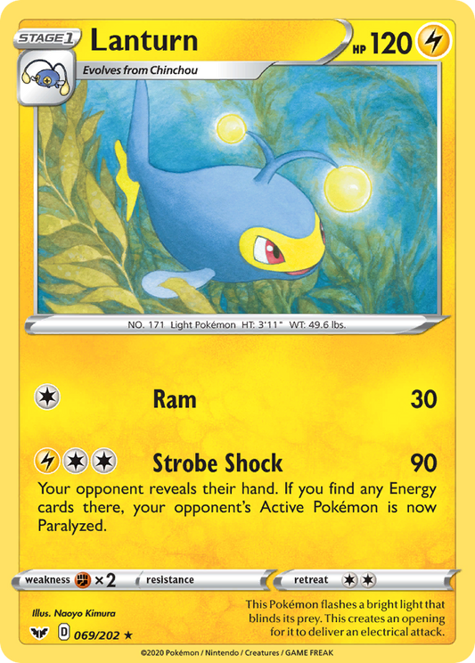 Lanturn 69/202 Rare | Sword & Shield | Pokemon Card