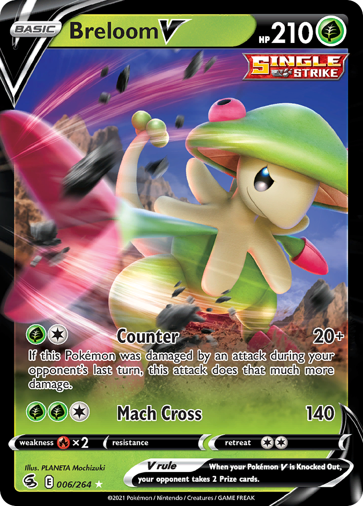 Breloom V 6/264 Rare Holo V | Fusion Strike | Pokemon Card