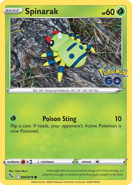 Spinarak 6/78 Common | Pokémon GO | Pokemon Card