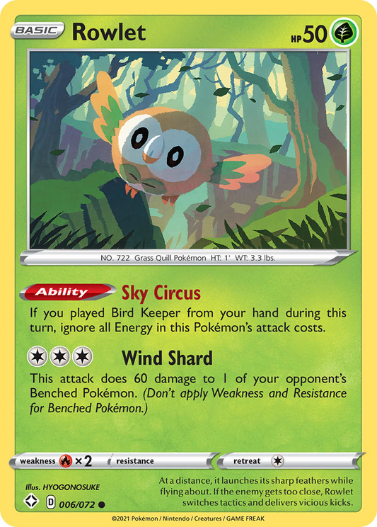 Rowlet 6/72 Common | Shining Fates | Pokemon Card