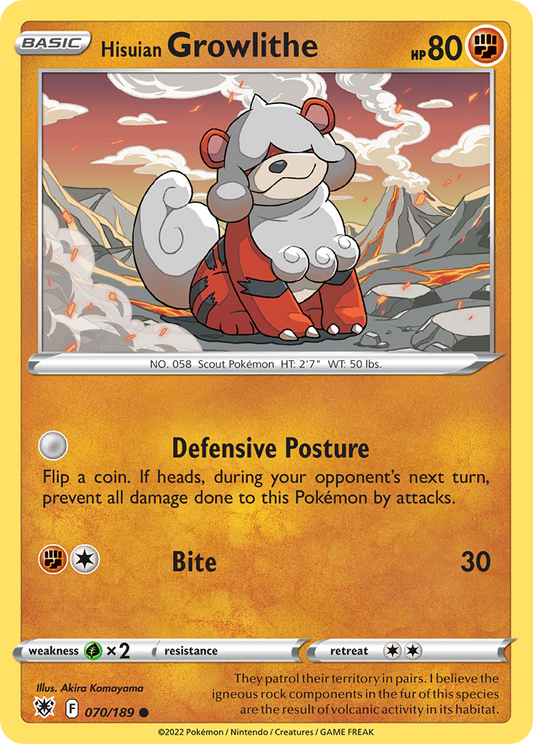 Hisuian Growlithe 70/189 Common | Astral Radiance | Pokemon Card