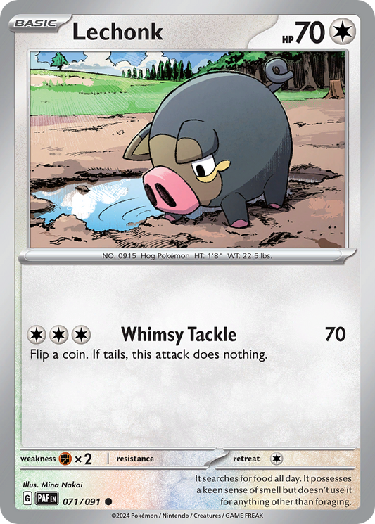 Lechonk 71/91 Common | Paldean Fates | Pokemon Card