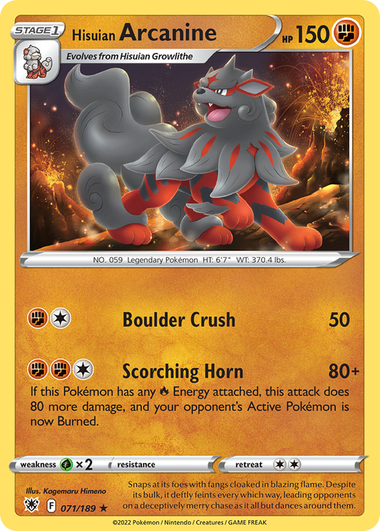 Hisuian Arcanine 71/189 Rare | Astral Radiance | Pokemon Card