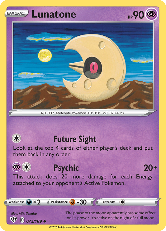 Lunatone 72/189 Uncommon | Darkness Ablaze | Pokemon Card