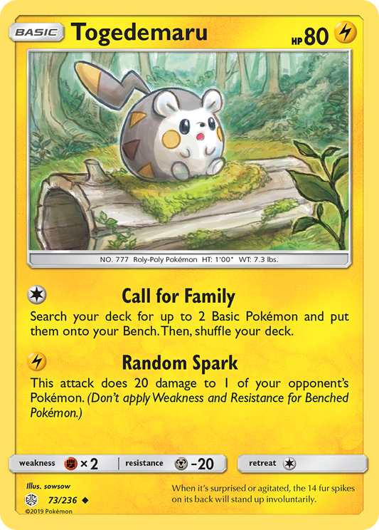 Togedemaru 73/236 Uncommon | Cosmic Eclipse | Pokemon Card