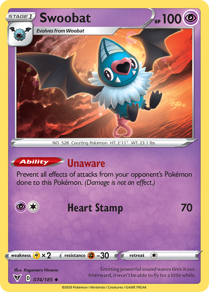 Swoobat 74/185 Uncommon | Vivid Voltage | Pokemon Card