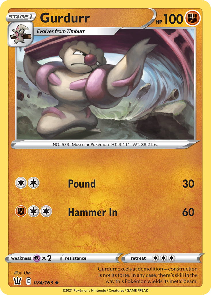 Gurdurr 74/163 Uncommon | Battle Styles | Pokemon Card