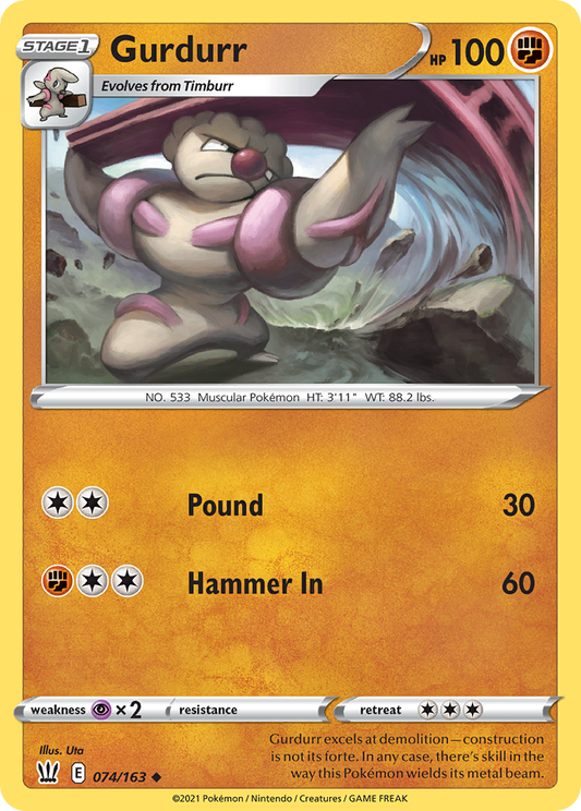 Gurdurr 74/163 Uncommon | Battle Styles | Pokemon Card