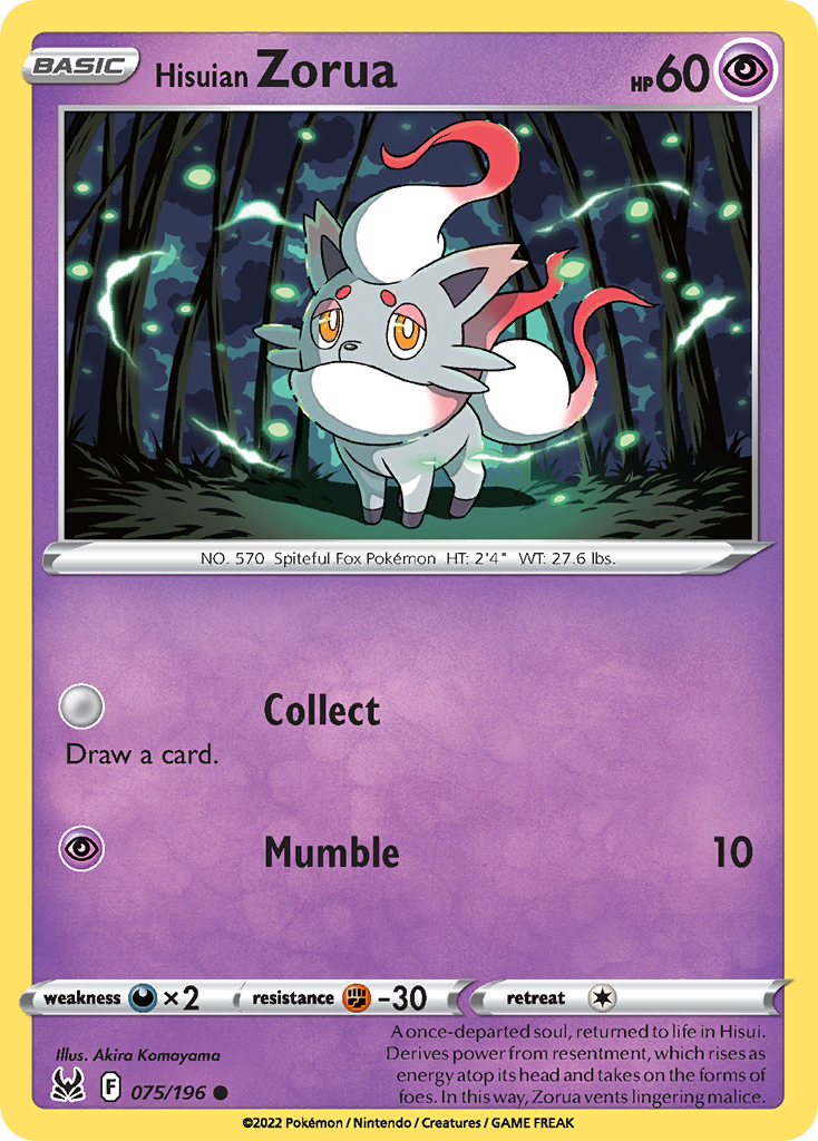 Hisuian Zorua 75/196 Common | Lost Origin | Pokemon Card