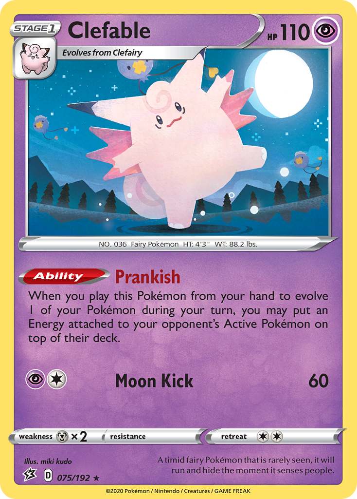 Clefable 75/192 Rare Holo | Rebel Clash | Pokemon Card