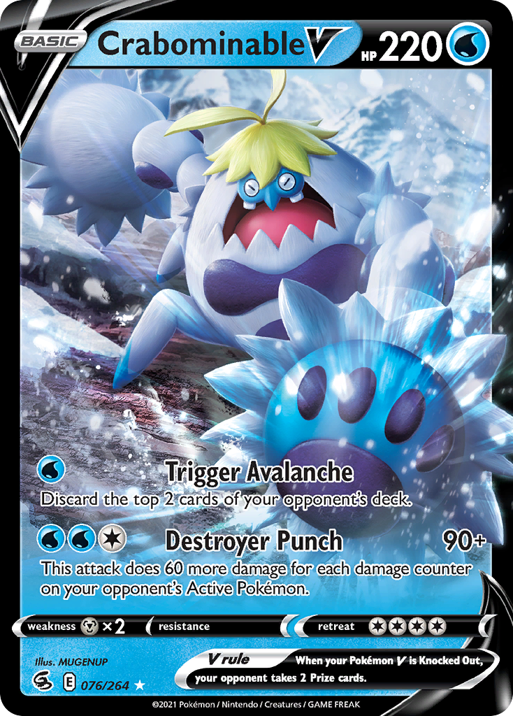 Crabominable V 76/264 Rare Holo V | Fusion Strike | Pokemon Card