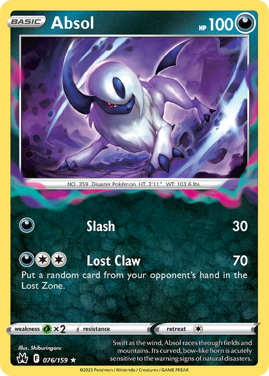 Absol 76/159 Rare Holo | Crown Zenith | Pokemon Card