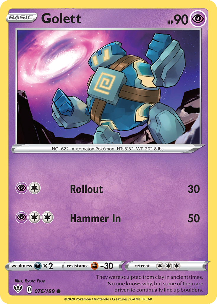 Golett 76/189 Common | Darkness Ablaze | Pokemon Card