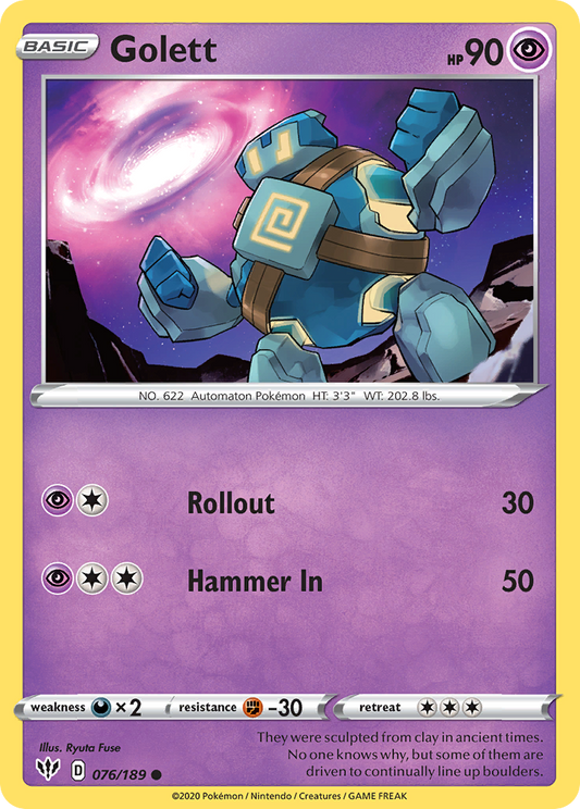 Golett 76/189 Common | Darkness Ablaze | Pokemon Card