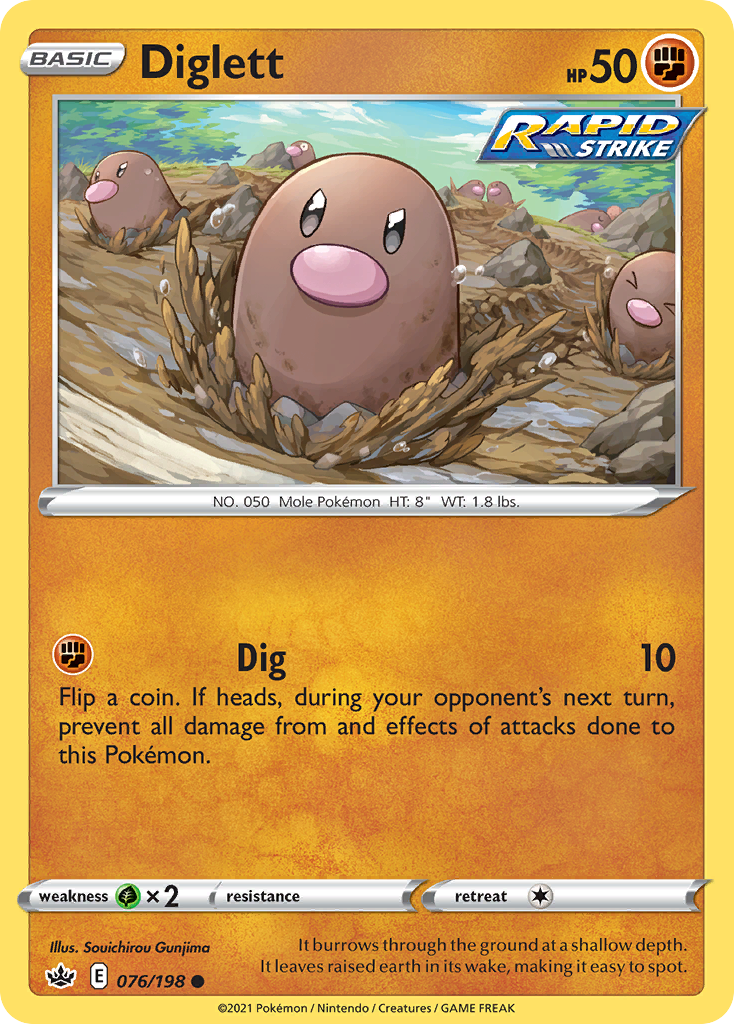 Diglett 76/198 Common | Chilling Reign | Pokemon Card