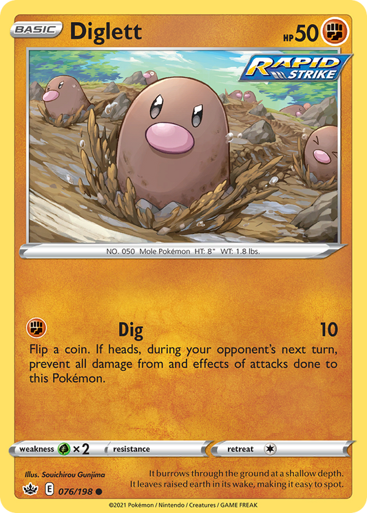 Diglett 76/198 Common | Chilling Reign | Pokemon Card