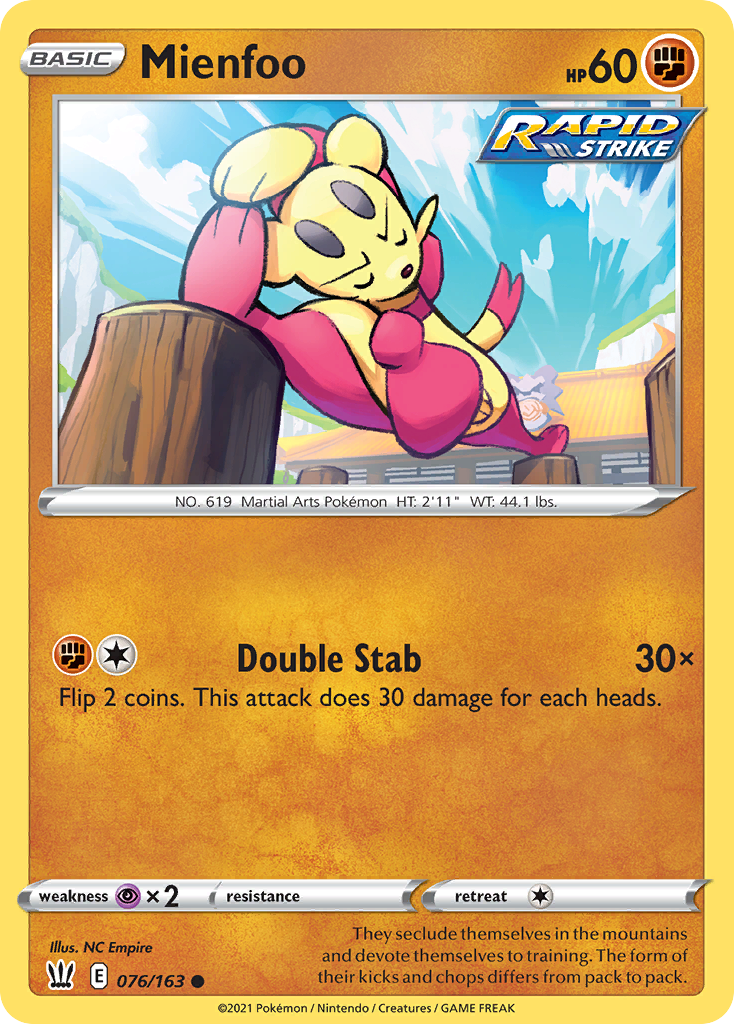 Mienfoo 76/163 Common | Battle Styles | Pokemon Card