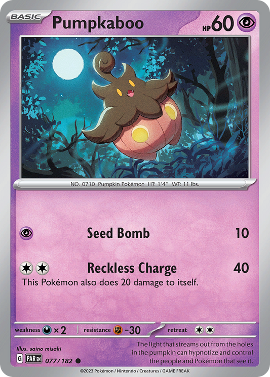 Pumpkaboo 77/182 Common | Paradox Rift | Pokemon Card