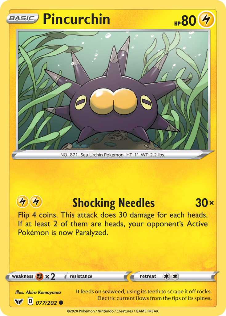 Pincurchin 77/202 Common | Sword & Shield | Pokemon Card