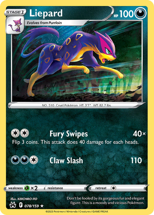 Liepard 78/159 Rare | Crown Zenith | Pokemon Card