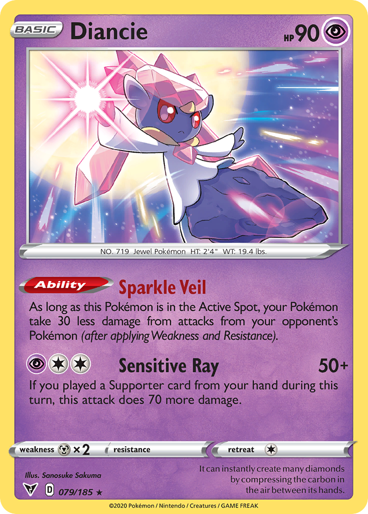 Diancie 79/185 Rare Holo | Vivid Voltage | Pokemon Card