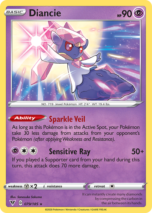 Diancie 79/185 Rare Holo | Vivid Voltage | Pokemon Card