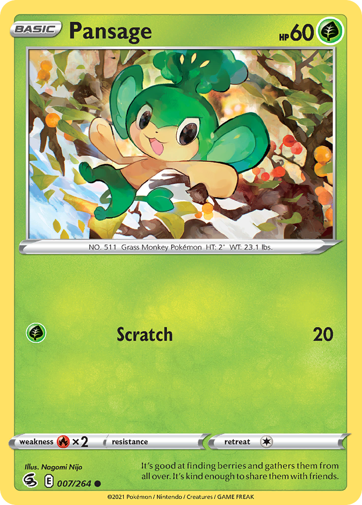 Pansage 7/264 Common | Fusion Strike | Pokemon Card