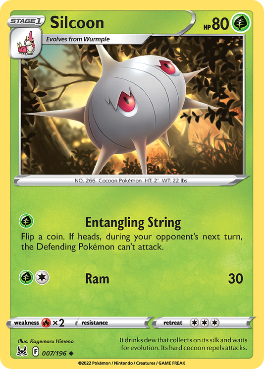 Silcoon 7/196 Uncommon | Lost Origin | Pokemon Card