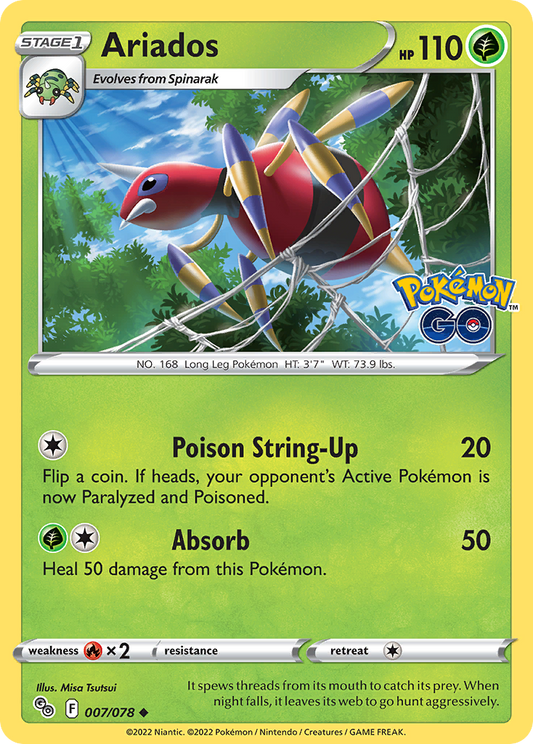 Ariados 7/78 Uncommon | Pokémon GO | Pokemon Card