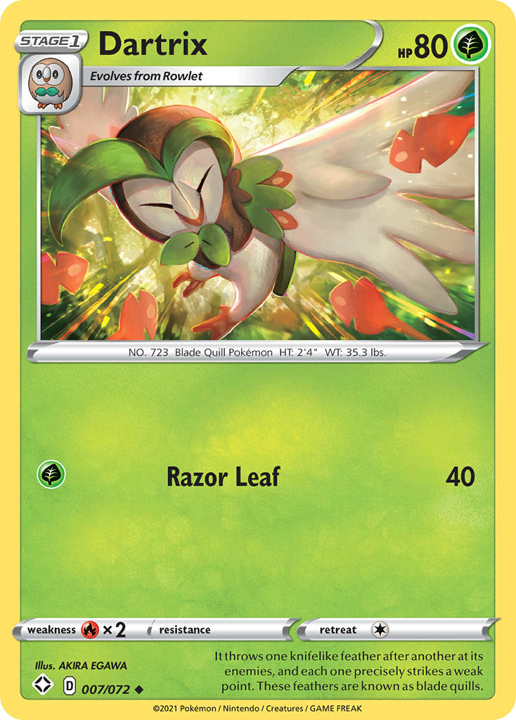 Dartrix 7/72 Uncommon | Shining Fates | Pokemon Card