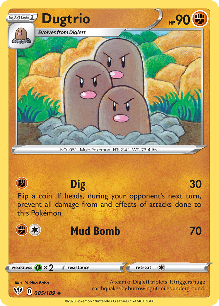 Dugtrio 85/189 Uncommon | Darkness Ablaze | Pokemon Card