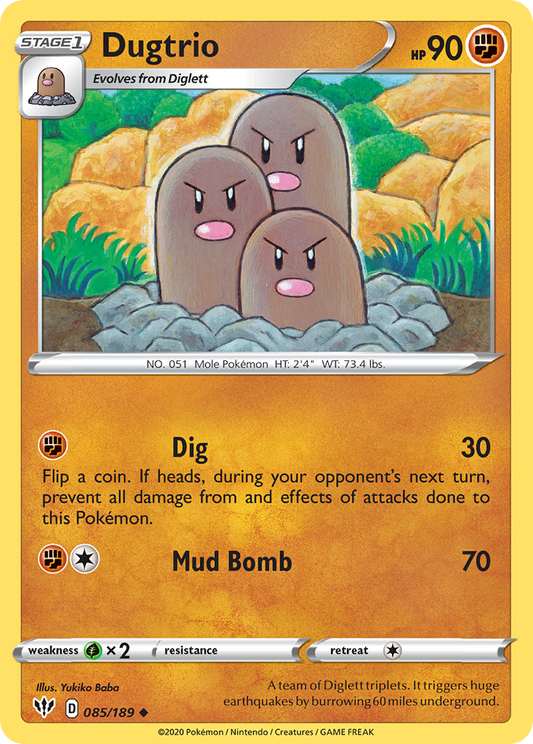 Dugtrio 85/189 Uncommon | Darkness Ablaze | Pokemon Card