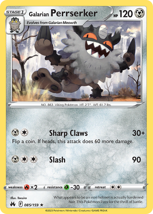 Galarian Perrserker 85/159 Rare | Crown Zenith | Pokemon Card