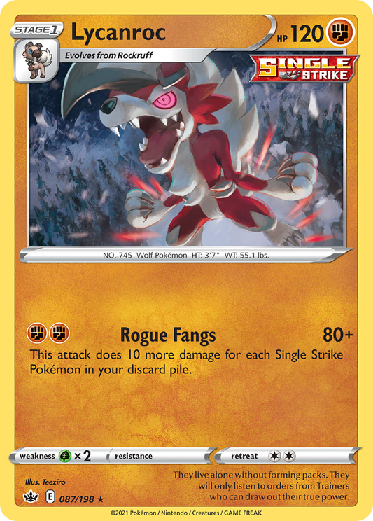 Lycanroc 87/198 Rare Holo | Chilling Reign | Pokemon Card