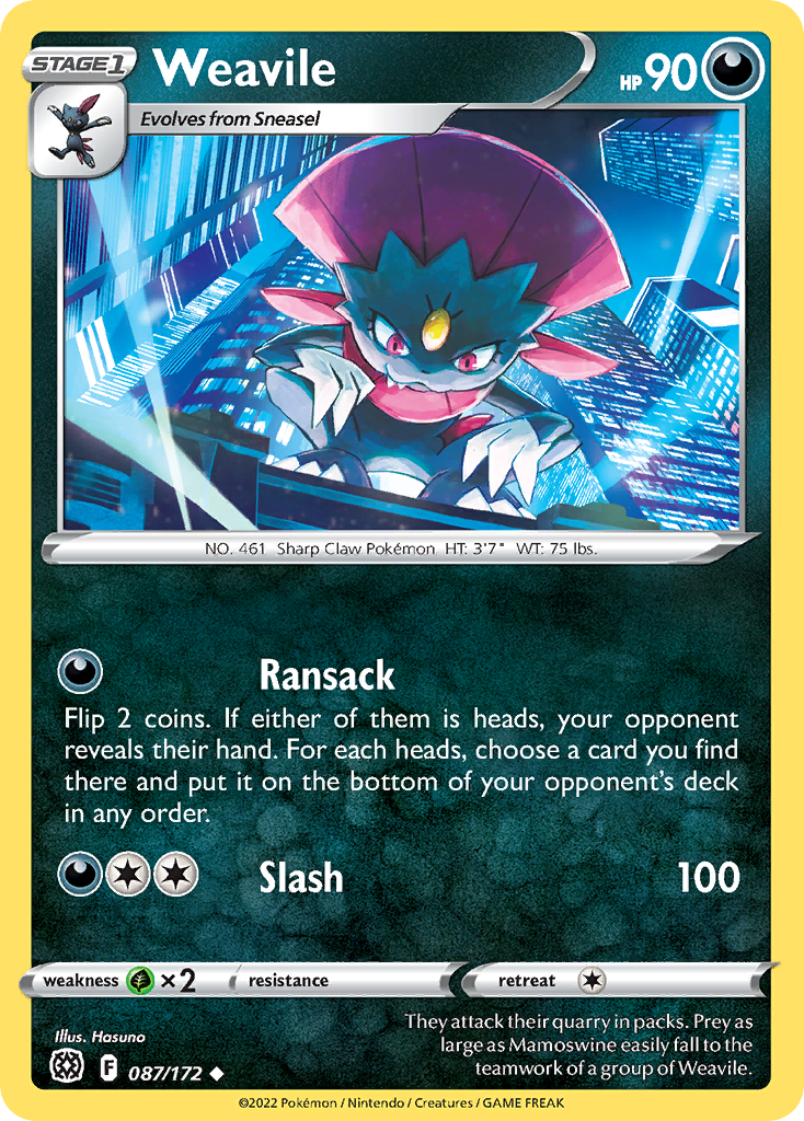 Weavile 87/172 Uncommon | Brilliant Stars | Pokemon Card