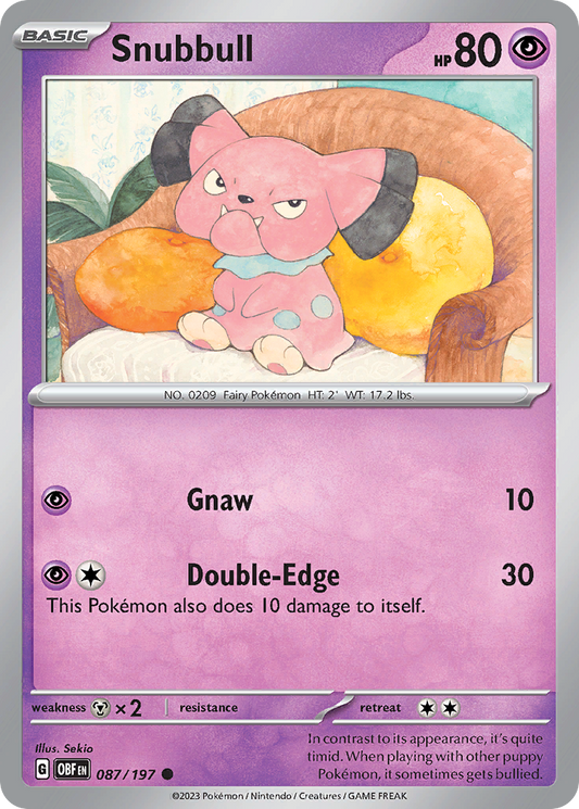 Snubbull 87/197 Common | Obsidian Flames | Pokemon Card