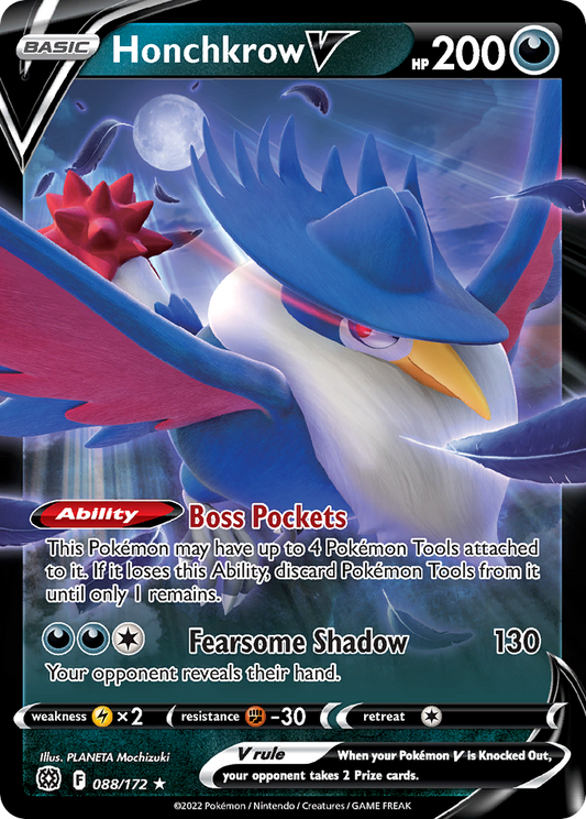 Honchkrow V 88/172 Rare Holo V | Brilliant Stars | Pokemon Card